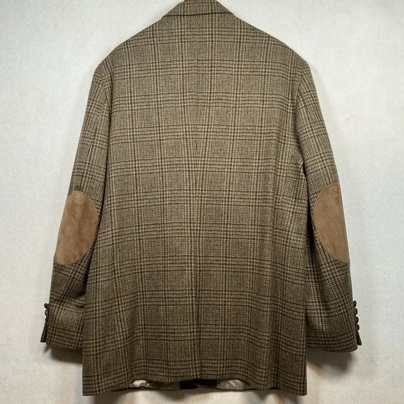 Vintage Lands‎ End Men's Houndstooth Wool Tweed Sport Coat Jacket 43 Long